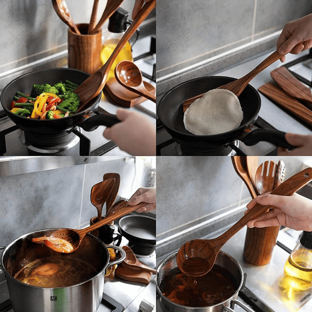 Set EcoMadera®| Cocina Libre de Plástico - 6 Piezas.