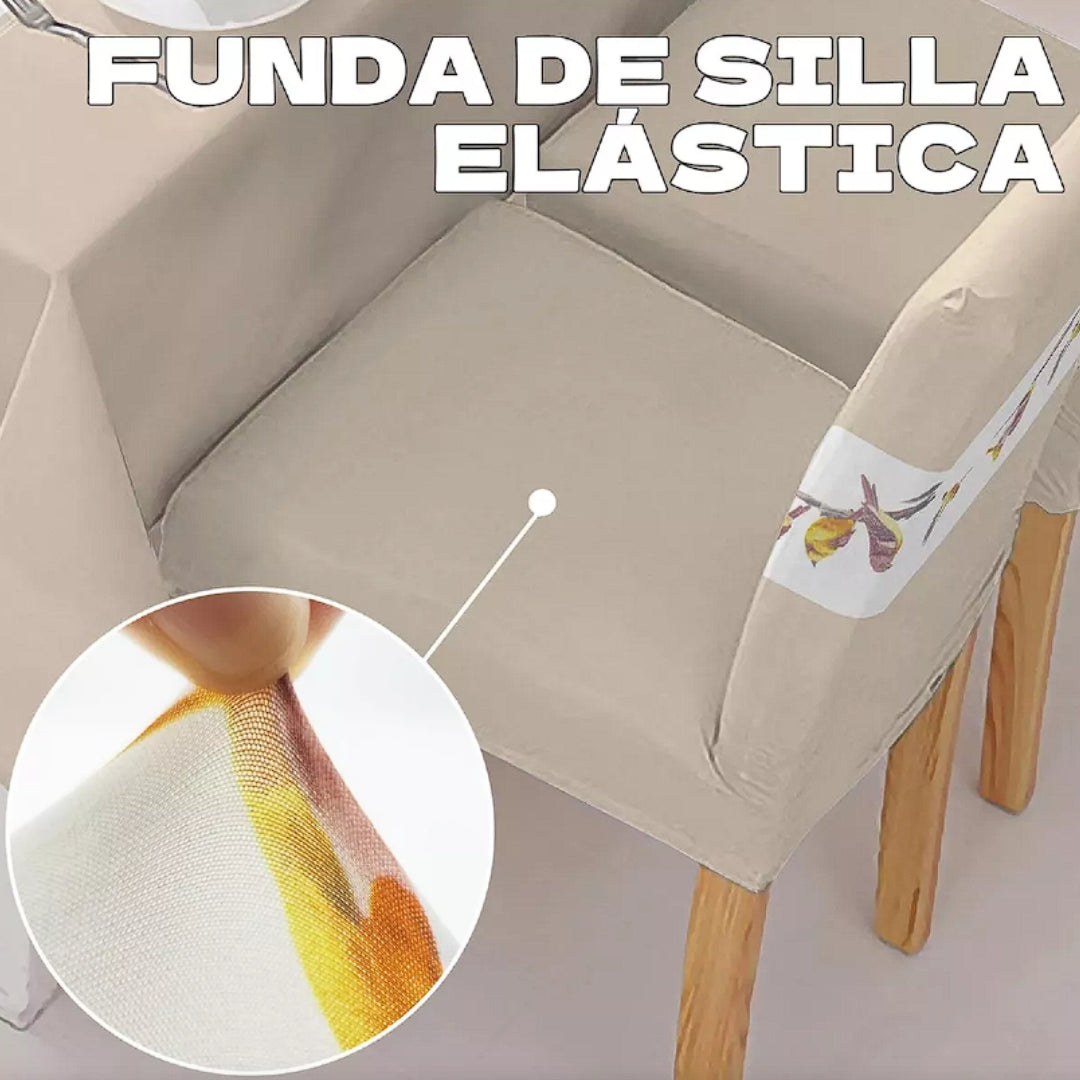 Combo 7 piezas| 1 Mantel + 6 Fundas Para Sillas