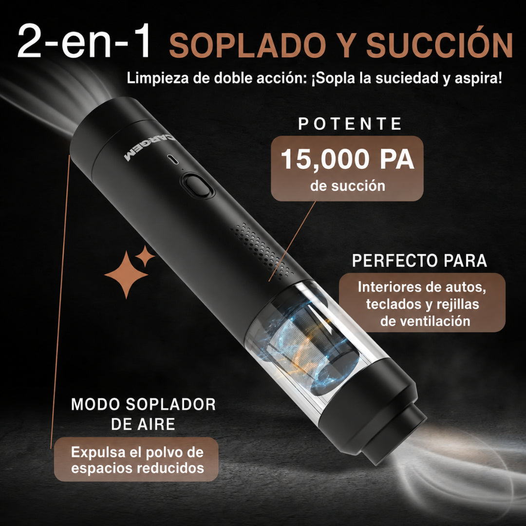 CarClean 360°| Aspiradora y Sopladora Portátil 2 en 1