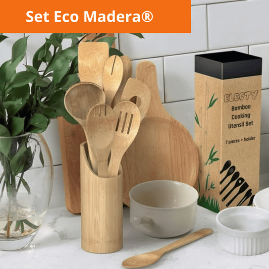 Set EcoMadera®| Cocina Libre de Plástico - 6 Piezas.